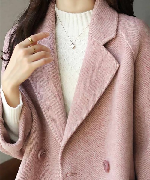 「MAISON DE THERESE」 チェスターコート L ピンク レディース_画像4