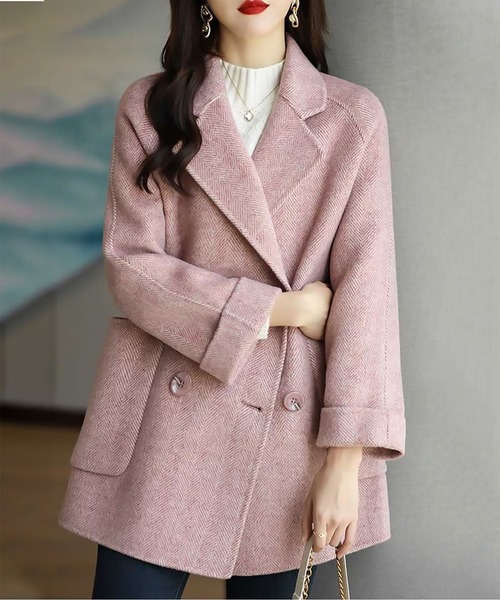 「MAISON DE THERESE」 チェスターコート L ピンク レディース_画像5