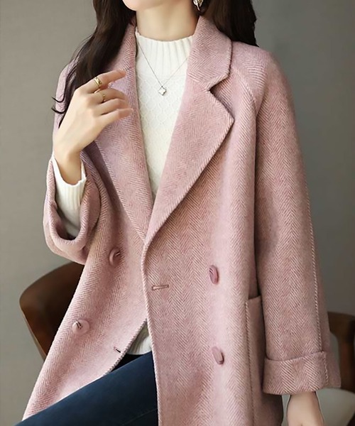 「MAISON DE THERESE」 チェスターコート L ピンク レディース_画像6