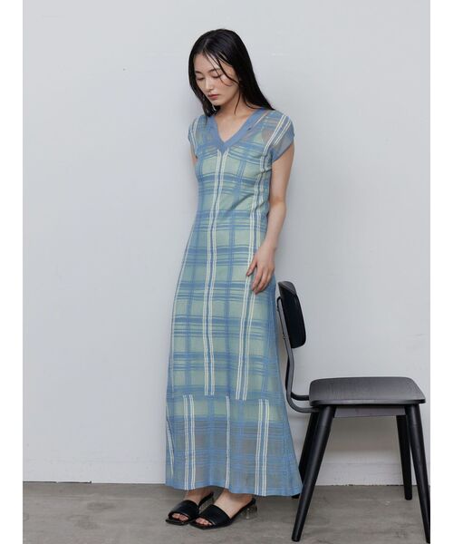 LAGUNAMOON（ラグナムーン） ワンピース シアーチェックニット