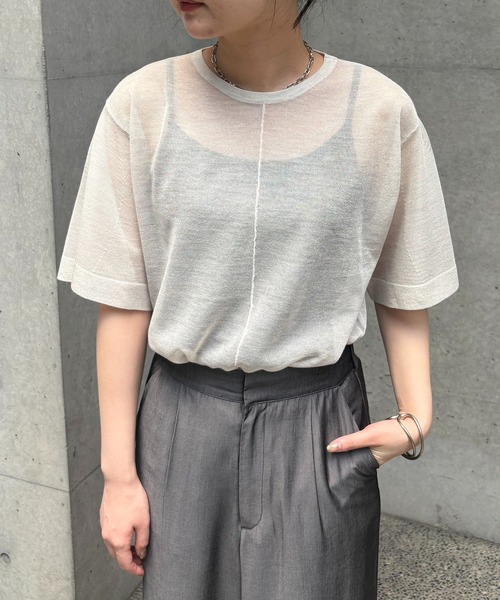 ニット セーター 「＆g'aime」フレアスリーブラメニット　Shimmer Flare Sleeve Top レディース