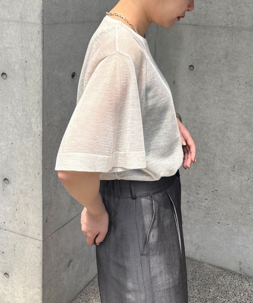 ニット セーター 「＆g'aime」フレアスリーブラメニット　Shimmer Flare Sleeve Top レディース セール】【&g'aime】フレアスリーブラメニット Shimmer Flare