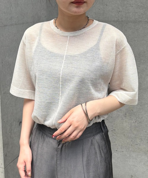 ニット セーター 「＆g'aime」フレアスリーブラメニット　Shimmer Flare Sleeve Top レディース &g'aime ニット セーター 「＆g'aime」フレアスリーブラメニット