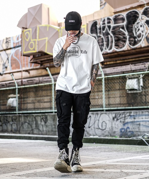 DIVINER Black Cargo jogger Pants カーゴパンツ DIVINER パンツ 「OWN ROOTS」Black Cargo jogger Pants