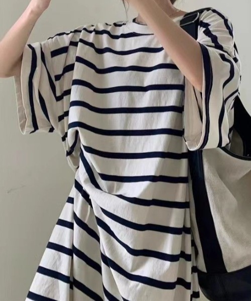 FAVORITO ワンピース ボーダー柄半袖ワンピース : ZOZOTOWN