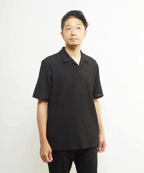 monzee 黒 ポロシャツ モックネック - ブラック – monzee