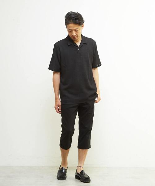 MEN'S MELROSE ポロシャツ テクスチャーメッシュスキッパー