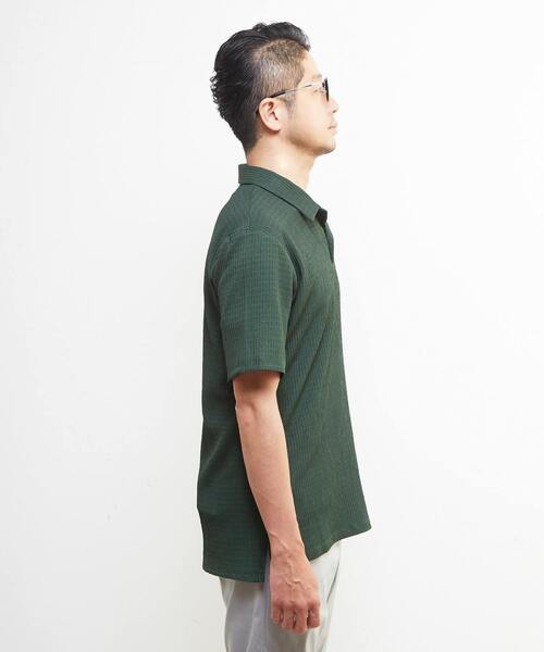 MEN'S MELROSE ポロシャツ テクスチャーメッシュスキッパー