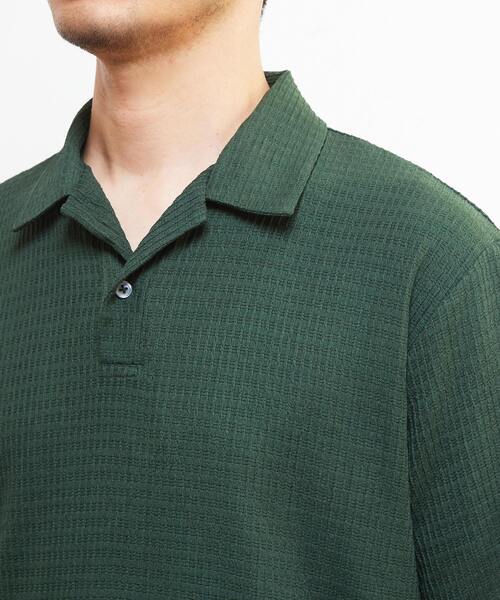 MEN'S MELROSE ポロシャツ 半袖 テクスチャーメッシュスキッパー
