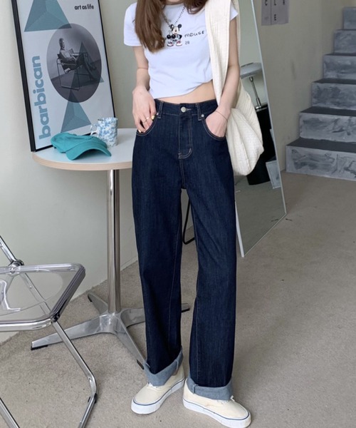 [meJane] [monomart] Denim брюки M индиго голубой женский 