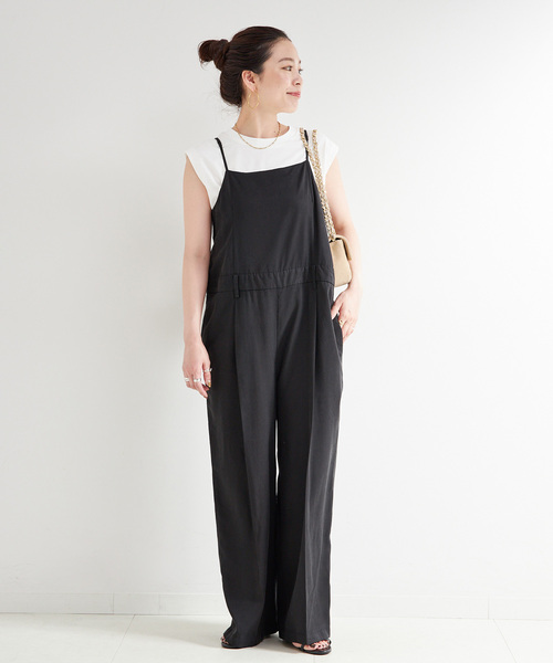 B.C STOCK ブラック サロペット Mサイズ B.C STOCK パンツ セルロースドレスタックサロペット レディース