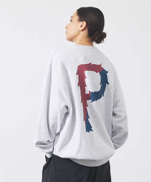 トレーナー スウェット 「POLER&frasl;ポーラー」BIG LOGO CREW&frasl;ビッグロゴ クルーネックスウェット&frasl;両面プリント&frasl;ユニセックス メンズ レ