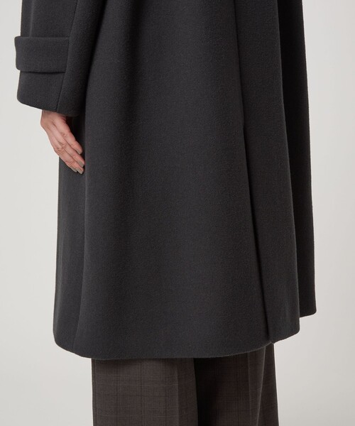 【新品未使用】セントジョン/ウールレーヨンノーカラーコート/レザー/アメリカ製 green label relaxing（グリーンレーベルリラクシング） ノーカラー