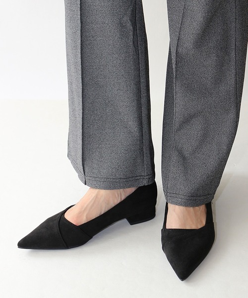 パンプス ポインテッドトゥ切換えフラットシューズ「低反発スポンジ入り」 | Fin | 10