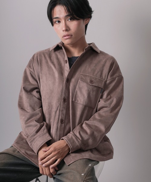 シャツ 「70」カットスウェード 裏起毛 シャツジャケット メンズ