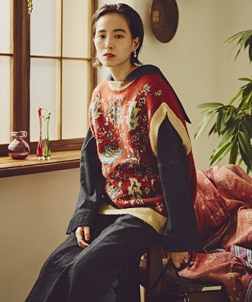 「ROSE BUD」 ノースリーブニット FREE ベージュ レディース_画像2