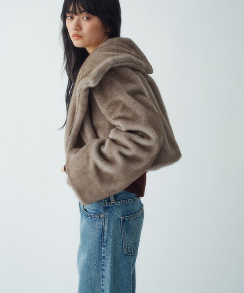 ブルゾン アウター faux mink short jacket レディースの画像