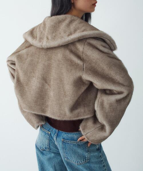 ブルゾン アウター faux mink short jacket レディースの画像