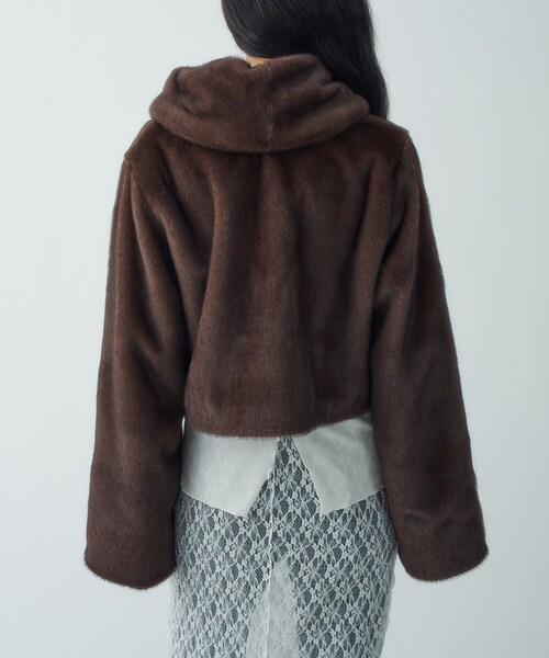 ブルゾン アウター faux mink short jacket レディースの画像