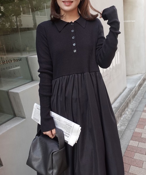 CORNERS（コーナーズ） ワンピース ポロネックドッキングワンピース