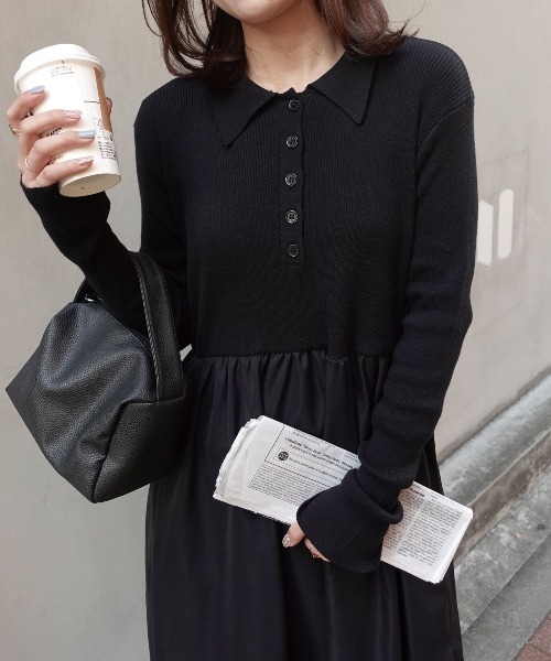 CORNERS（コーナーズ） ワンピース ポロネックドッキングワンピース