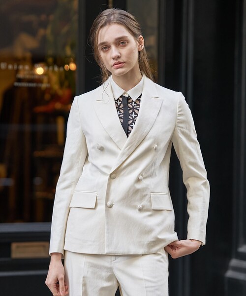 【極美品】DRESSTERIORドレステリア＊涼やかリネンのノーカラージャケット DRESSTERIOR（ドレステリア） ジャケット テーラードジャケット