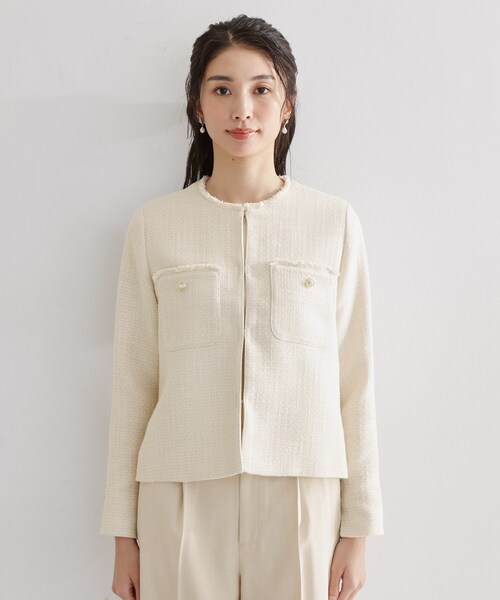 THE SHOP TK ジャケット ノーカラージャケット 「通勤・セレモニー