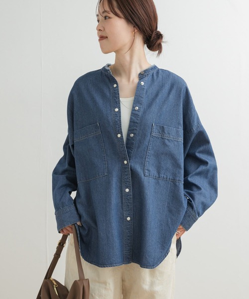 「URBAN RESEARCH DOORS」 長袖チュニック MEDIUM インディゴブルー レディース_画像2