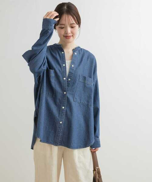 「URBAN RESEARCH DOORS」 長袖チュニック MEDIUM インディゴブルー レディース_画像4
