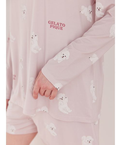 gelato pique（ジェラートピケ） パジャマ ルームウェア ドッグ柄ロンT