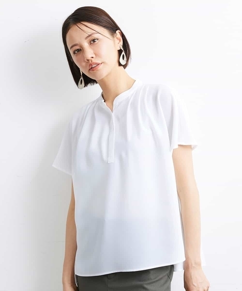 「MICHEL KLEIN」 半袖ブラウス 38 ブラック レディース_画像3