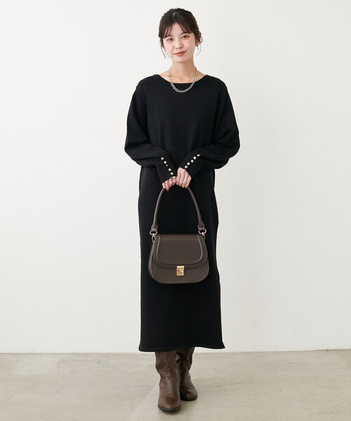 natural couture 「natural couture」 ニットワンピース FREE ボルドー