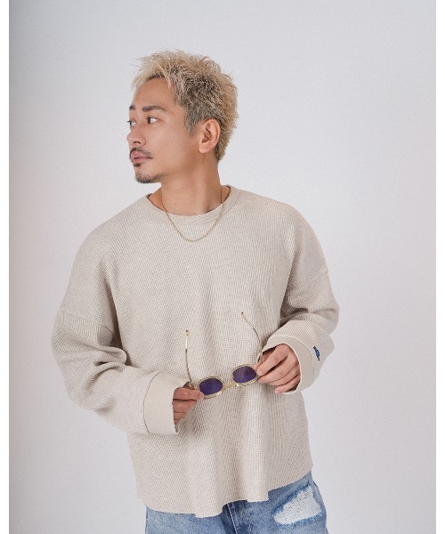 Re:room（リルーム） tシャツ ダメージワッフルロングスリーブ メンズ 