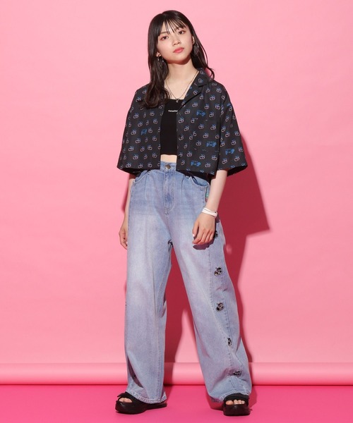 「repipi armario」 「KIDS」半袖シャツ MEDIUM ブラック キッズ_画像6