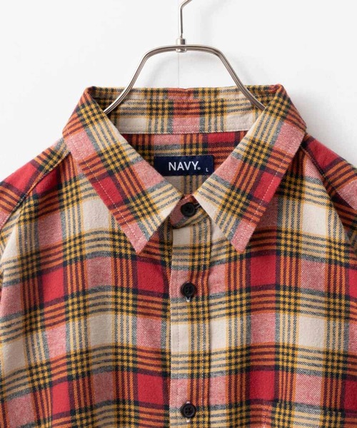 「NAVY」 長袖シャツ L ネイビー メンズ_画像3