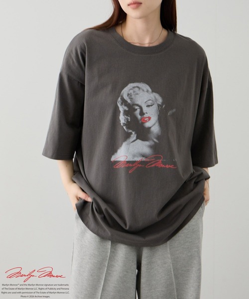 tシャツ フォトプリント ルーズシルエット クルーネック Tシャツ