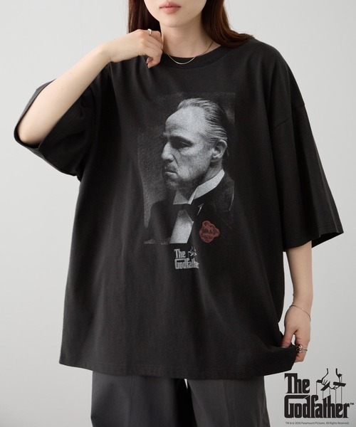 tシャツ フォトプリント ルーズシルエット クルーネック Tシャツ 