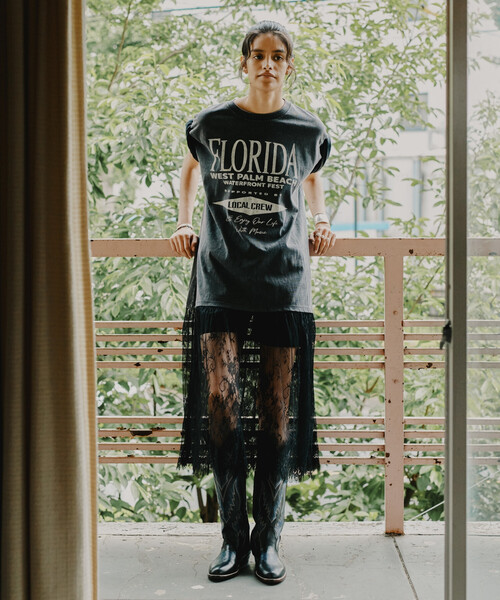 tシャツ Freada/フリーダ Tシャツ レースドッキング ワンピース レディースの画像