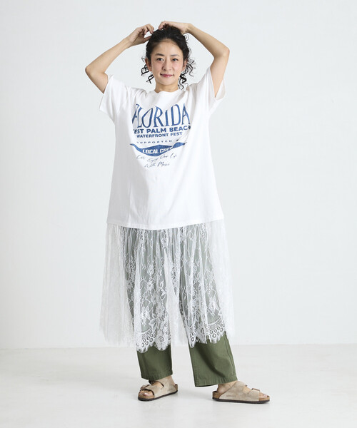 tシャツ Freada/フリーダ Tシャツ レースドッキング ワンピース レディースの画像