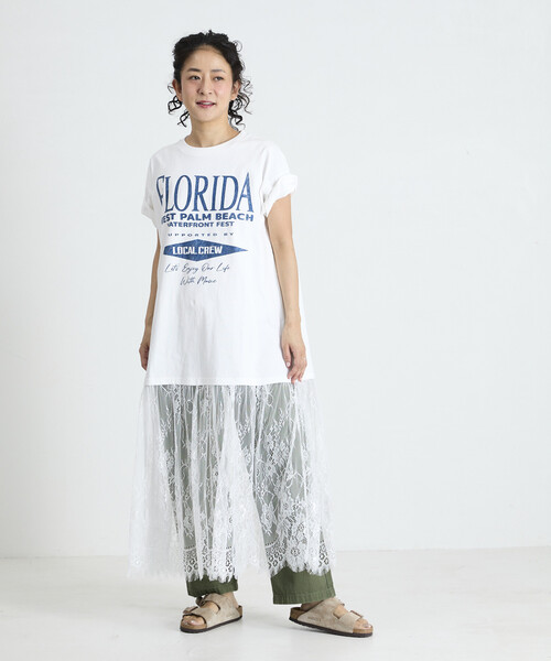 tシャツ Freada/フリーダ Tシャツ レースドッキング ワンピース レディースの画像