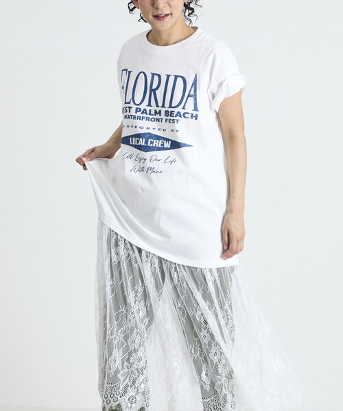 tシャツ Freada/フリーダ Tシャツ レースドッキング ワンピース レディースの画像
