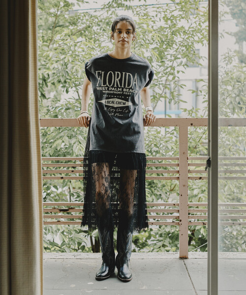 tシャツ Freada/フリーダ Tシャツ レースドッキング ワンピース レディースの画像