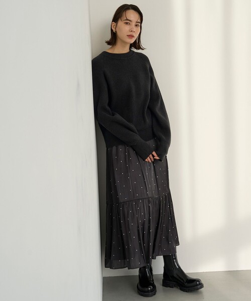 「UNFILO」 フレアスカート MEDIUM グレー レディース_画像6