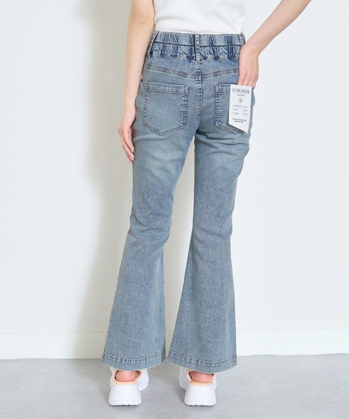 パンツ 「接触冷感」スタイルアップフレアデニムパンツ キッズ 子供服 女の子の画像