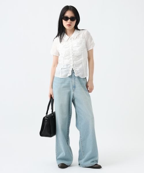 ブラウス シャツ シアージャガードシャーリングシャツSS/859249 レディースの画像