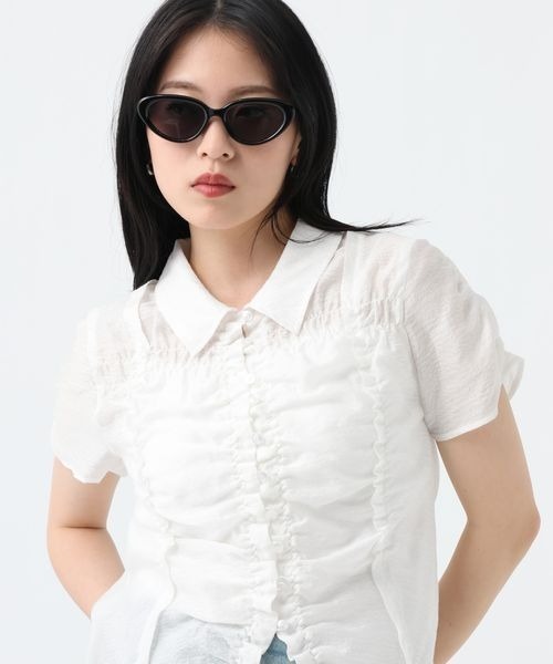 ブラウス シャツ シアージャガードシャーリングシャツSS/859249 レディースの画像