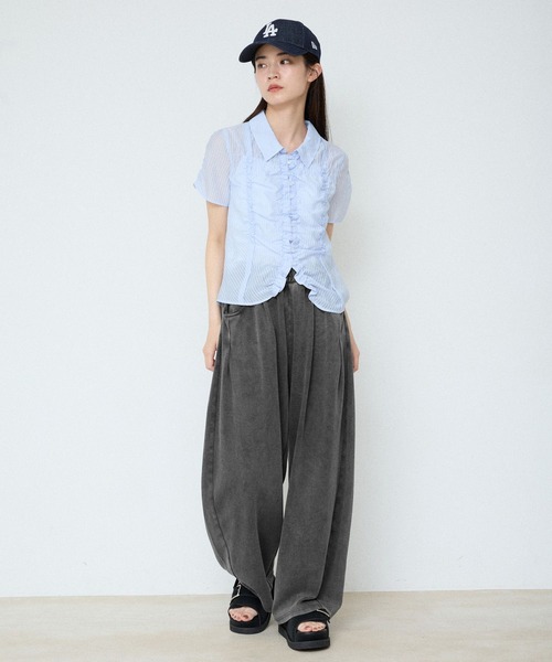 ブラウス シャツ シアージャガードシャーリングシャツSS/859249 レディースの画像