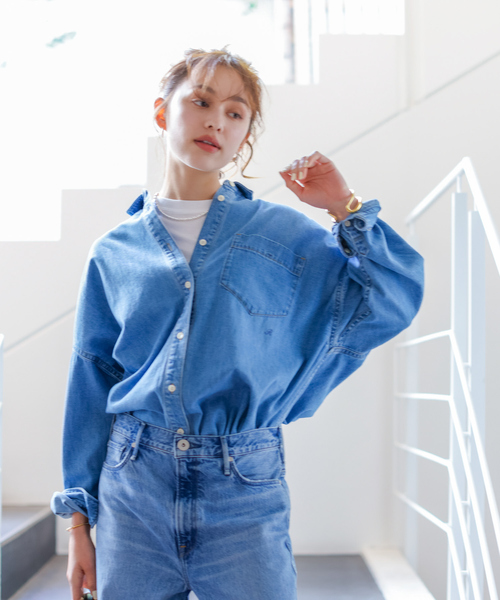 「Rouge vif」 長袖シャツ フリー ブルー レディース_画像3