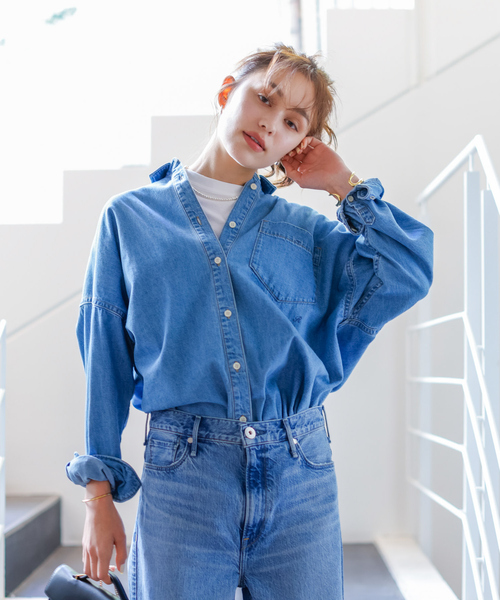 「Rouge vif」 長袖シャツ フリー ブルー レディース_画像4