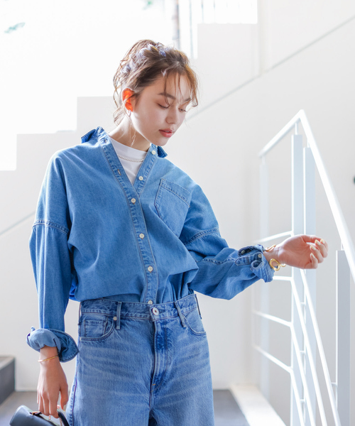 「Rouge vif」 長袖シャツ フリー ブルー レディース_画像5